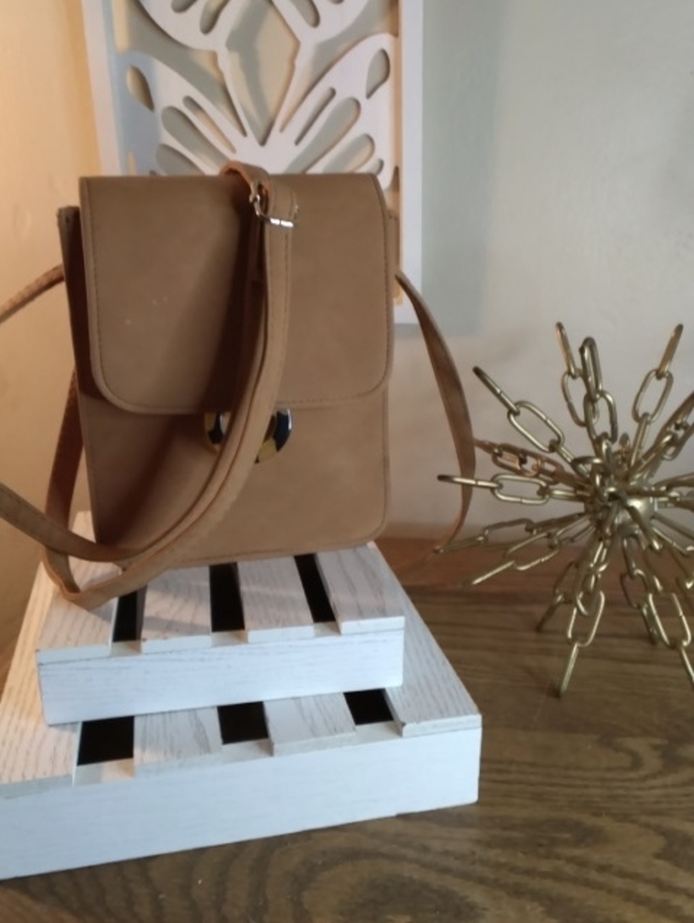 Classic Tan Suede Crossbody Bag - Women